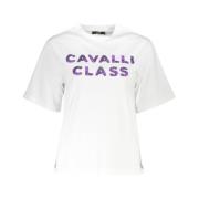 Elegant wit katoenen T-shirt met ontwerpprint Cavalli Class , White , ...