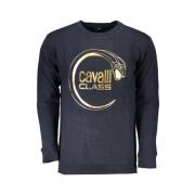 Blauwe Katoenen Sweatshirt met Print Logo Cavalli Class , Blue , Heren