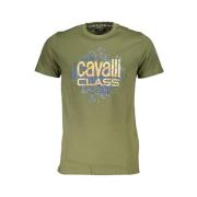 Groen Katoenen Bedrukt Logo T-Shirt Cavalli Class , Green , Heren