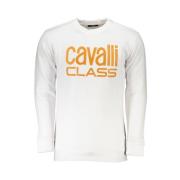 Geborstelde Sweatshirt met Logo Print Cavalli Class , White , Heren