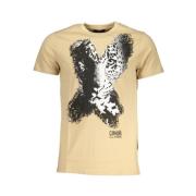 Beige T-shirt met bedrukt logo Cavalli Class , Beige , Heren