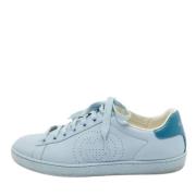 Pre-owned Leather sneakers Gucci Vintage , Blue , Dames