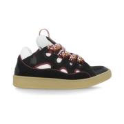 Zwarte Leren Sneakers met Logo Detail Lanvin , Black , Dames