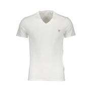 Wit Slim Fit V-hals T-shirt Guess , White , Dames