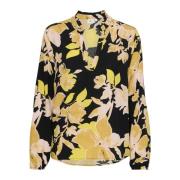 Zwart Gebrande Bloemen Blouse Saint Tropez , Yellow , Dames