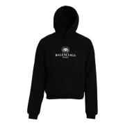 Zwart Katoenen Logo Hoodie Balenciaga , Black , Heren