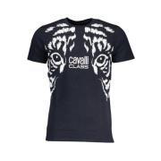 Blauw Katoen Print Logo T-Shirt Cavalli Class , Blue , Heren