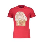 Rood Katoen Logo Print T-Shirt Cavalli Class , Red , Heren