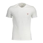 Slanke Witte Ronde Hals Tee Guess , White , Heren