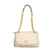 Beige Handtas met Kettingriem Guess , Beige , Dames