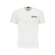 Biologisch Katoen Logo Print T-Shirt Napapijri , White , Heren