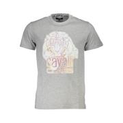 Grijze Katoenen Bedrukt Logo T-Shirt Cavalli Class , Gray , Heren