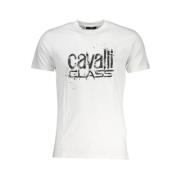 Print Logo Korte Mouw Katoenen T-Shirt Cavalli Class , White , Heren