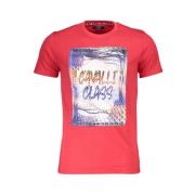 Rode Katoenen Print Logo T-Shirt Cavalli Class , Red , Heren