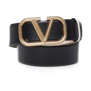 Zwart Leren Riem met Metalen Gesp Valentino Garavani , Black , Dames