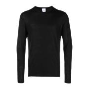 Zwarte Crew-Neck Wollen Trui Aspesi , Black , Heren