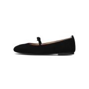 Zwarte Ballerinas van Suède met Strikje Unisa , Black , Dames