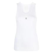 Witte Geribbelde Tanktop met Metallic Detail Givenchy , White , Dames