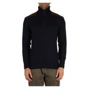 Zip Wool & Cashmere Sweater met Suede Inserts Paul & Shark , Blue , He...