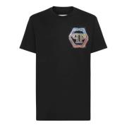 Zwart Logo Print Katoenen T-shirt Philipp Plein , Black , Heren