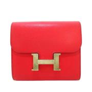 Pre-owned Leather wallets Hermès Vintage , Red , Dames