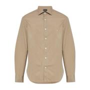 Katoenen shirt met geborduurd logo Emporio Armani , Beige , Heren