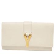 Pre-owned Leather clutches Yves Saint Laurent Vintage , White , Dames