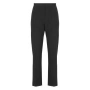 Zwarte Wollen Broek Elastische Taille Msgm , Black , Dames