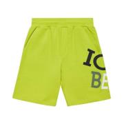 Logo Shorts Zwart Fleece Katoen Iceberg , Yellow , Heren