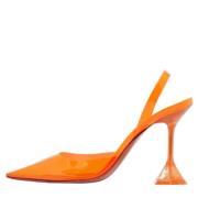 Pre-owned Leather heels Amina Muaddi Pre-owned , Orange , Dames