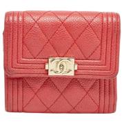 Pre-owned Leather wallets Chanel Vintage , Red , Dames