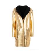 Metallic Wollen Jas Vrouwen Outlet Prijs Pinko , Yellow , Dames