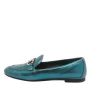 Pre-owned Leather flats Salvatore Ferragamo Pre-owned , Green , Dames