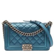 Pre-owned Leather chanel-bags Chanel Vintage , Blue , Dames