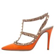 Pre-owned Leather heels Valentino Vintage , Orange , Dames