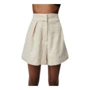 Crème Katoenen High-Waisted Shorts Undress Code , Beige , Dames