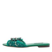 Pre-owned Lace flats Dolce & Gabbana Pre-owned , Green , Dames