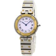 Pre-owned Stainless Steel watches Cartier Vintage , White , Dames