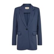 Indigo Blazer met Brede Revers Freequent , Blue , Dames