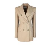 Wollen jas met viscose voering Sportmax , Beige , Dames