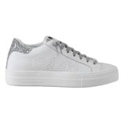 Witte Leren Glitter Sneakers P448 , White , Dames