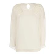 Elegante Zomerblouse met Lange Mouwen Fracomina , White , Dames