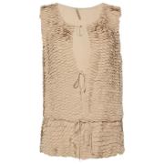 Pre-owned Silk tops Bottega Veneta Vintage , Beige , Dames