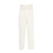 Hoge taille katoenen broek voor dames Pinko , White , Dames