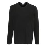 Pima Cotton Long Sleeve Crew T-Shirt James Perse , Gray , Heren