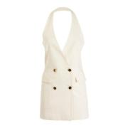 Elegante witte vest zomer stretch linnen Pinko , White , Dames