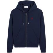 Biologisch Katoenen Hoodie met Monogram Motief Ami Paris , Blue , Here...