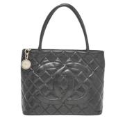 Pre-owned Leather totes Chanel Vintage , Black , Dames