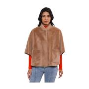 Faux Fur Cape Dewi Rino&Pelle , Brown , Dames