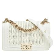 Pre-owned Leather shoulder-bags Chanel Vintage , White , Dames